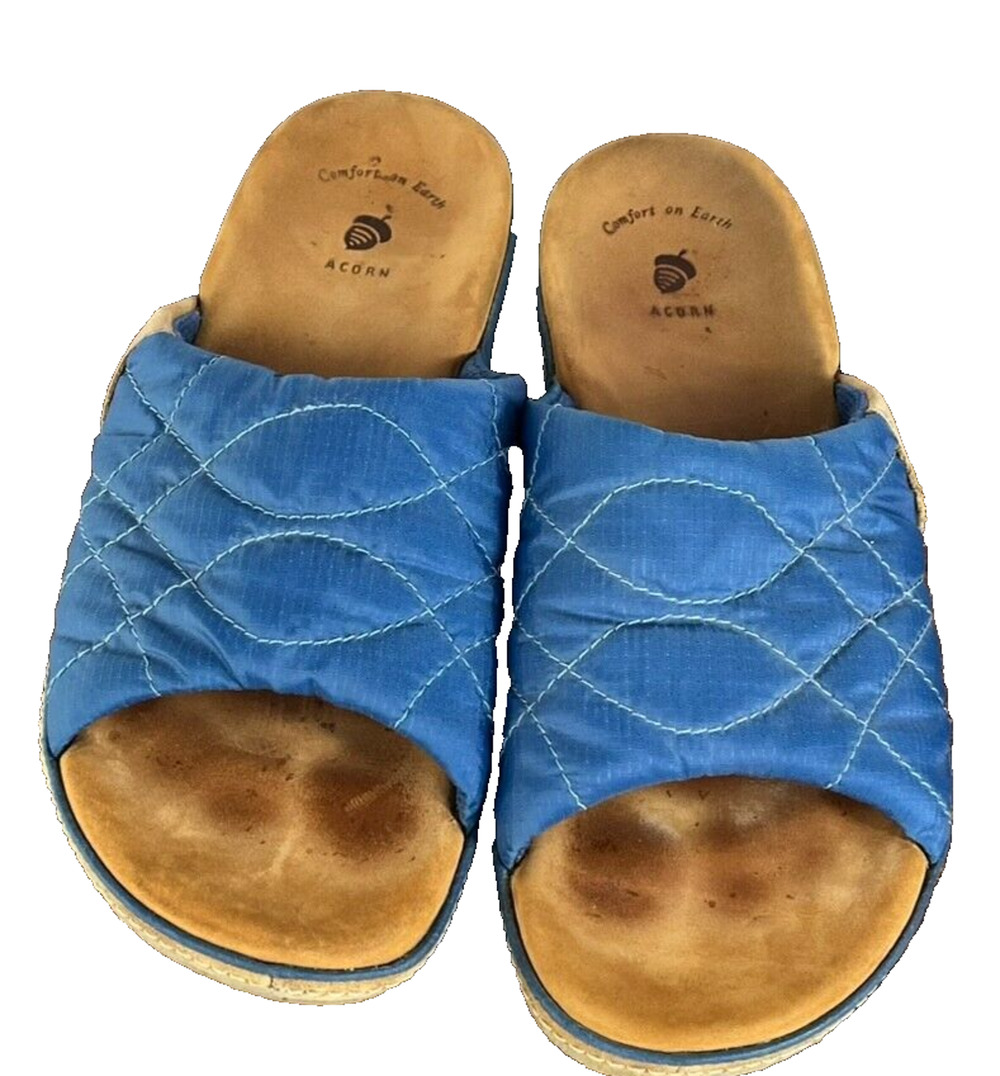 Acorn Slide Womens Size 10 Blue Brown Comfort Earth Leather Insole Casual